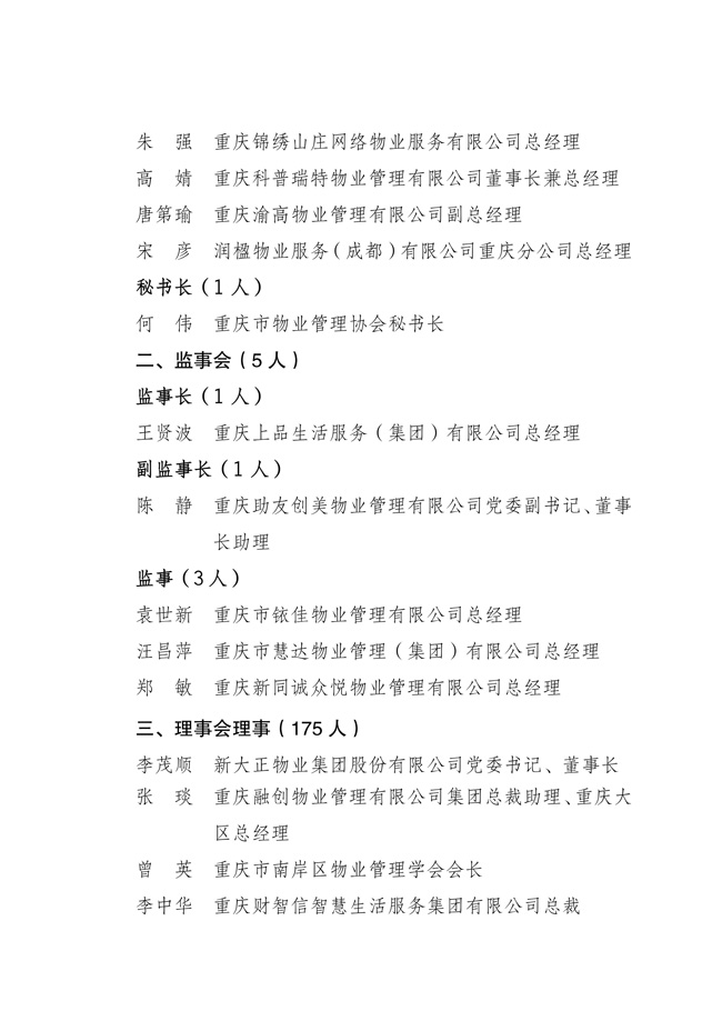 渝物协[2025]18号重庆市物业管理协会关于第五届负责人、监事会监事、理事会理事的选举表决结果通报_02.jpg